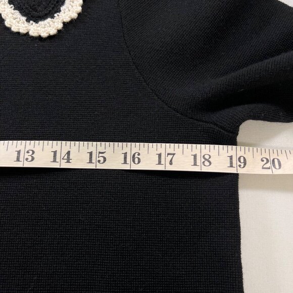 Sezane Bettany Cardigan Jacket Merino Wool in Black & Ecru Size Medium - Picture 11 of 12